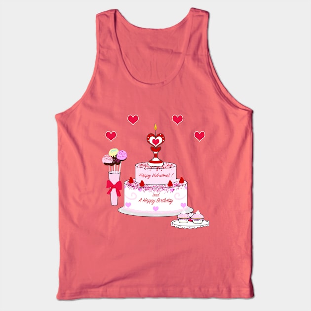 Happy Birthday on a Valentine's Tank Top by VixenwithStripes